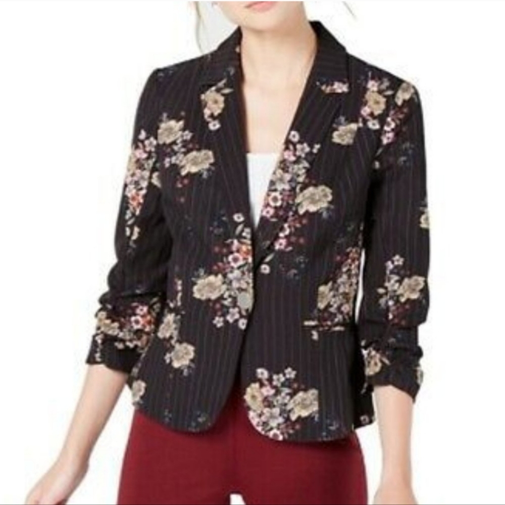 XOXO  Floral Black  Juniors Women's Blazer